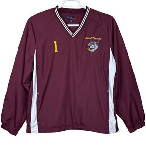 Sport Tek Devil Dawgs Pullover Jacket Mens Medium Maroon V-Neck Lined Athletic
